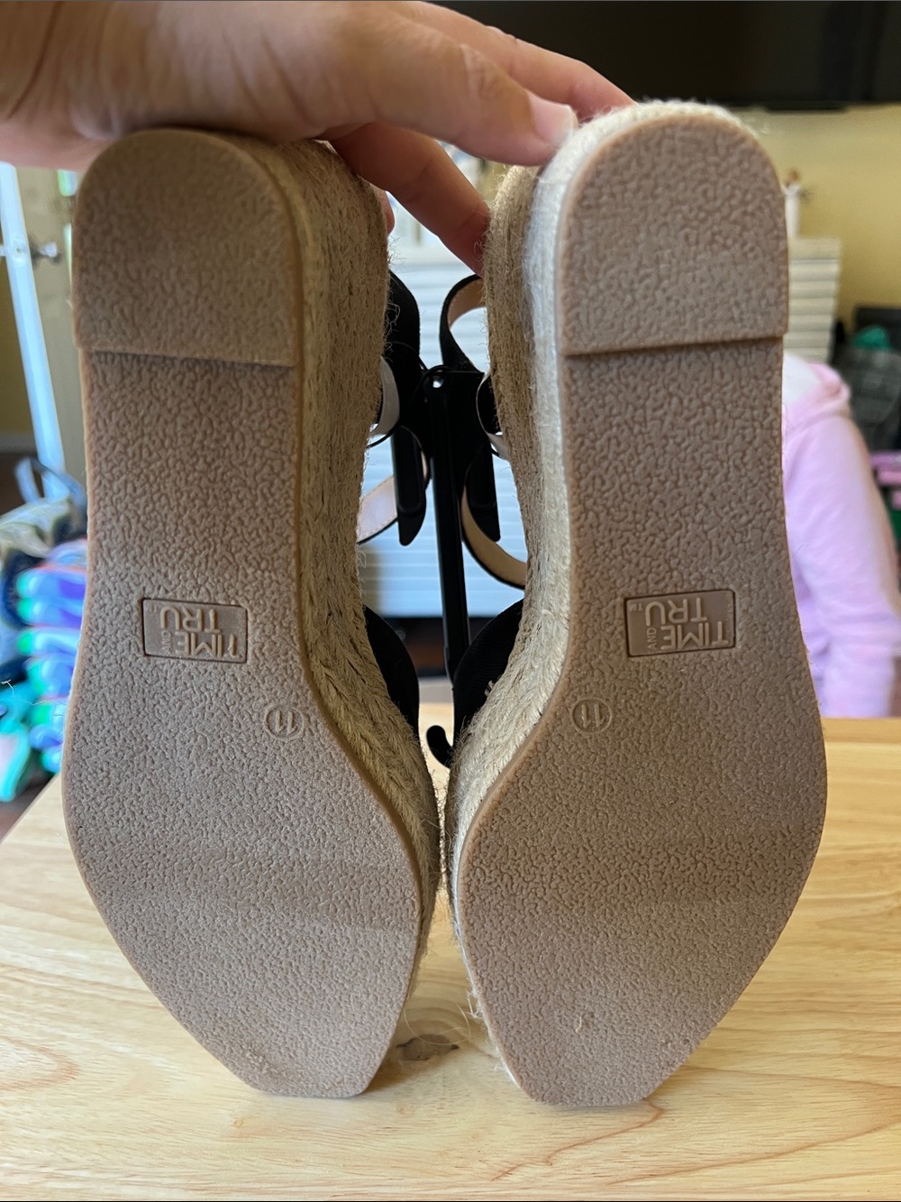 Black Espadrille Wedge Sandals with Ankle Strap - Picture 5 of 5
